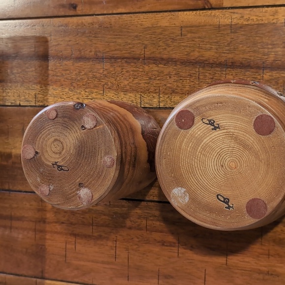 Two Piece Lot - Vintage Hand Turned Raw Edge Ashwood Bowl & Vase - Hand Signed - Picture 3 of 12